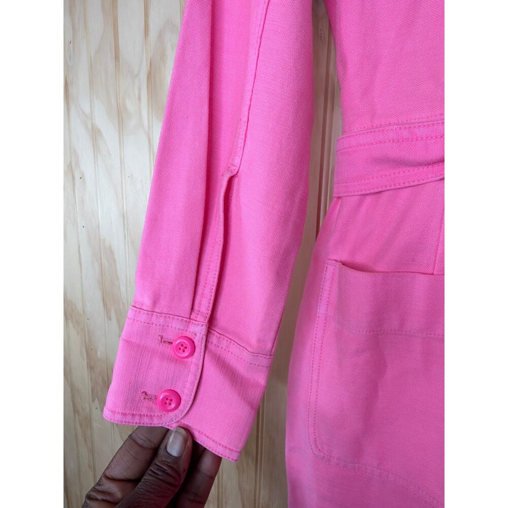 J.Crew Garment Dyed Coverall Jumpsuit Azalea Pink Belted NWT Size 0 - Picture 8 of 10